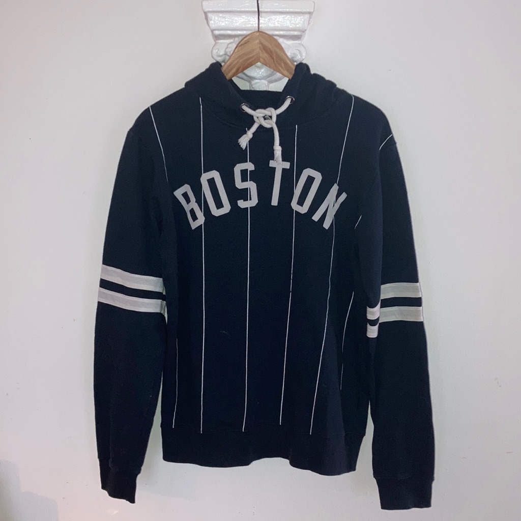 Pinstriped Vintage Baseball Hoodie By 1991 Brand Sz Medium Blue White Pinstriped Vintage Baseball Hoodie By 1991 Brand Sz Medium Blue White